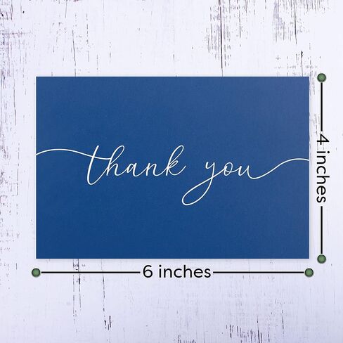 120 Heavyweight Blank Thank You Cards with Envelopes & Stickers, Premium Thank You Notes with Envelopes Set, Bulk Thank You Cards with Envelopes, Classic Navy Blue Bulk Pack (4 x 6 Inches) (120 Pack) in Saudi Arabia