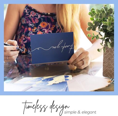 120 Heavyweight Blank Thank You Cards with Envelopes & Stickers, Premium Thank You Notes with Envelopes Set, Bulk Thank You Cards with Envelopes, Classic Navy Blue Bulk Pack (4 x 6 Inches) (120 Pack) in Saudi Arabia