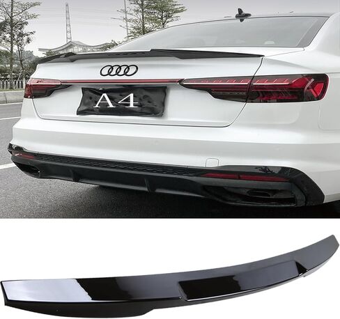 جناح سبويلر لغطاء صندوق السيارة متوافق مع Audi A4 S4 SLine B9 Premium Plus Prestig 2023 2022 2021 2020 2019 2018 2017 أسود لامع M3 Style Trunk Spoiler الجناح الخلفي in Kuwait