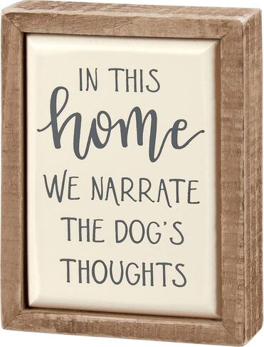 Primitives by Kathy In This Home, We Narrate The Dog's Thoughts Home Décor Sign Set 3" x 4" x 1" in Saudi Arabia