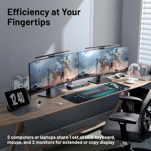 محول KVM 4K@60 هرتز لشاشتين وجهاز كمبيوتر، شاشة مزدوجة HDMI Matrix 4 في 2 خارج عرض ممتد، مفتاح KVM مع 4 منافذ USB 3.0، 4 منافذ HDMI ومنفذين HDMI خارج، يدعم مفتاح التشغيل السريع وجهاز التحكم عن بعد in Kuwait