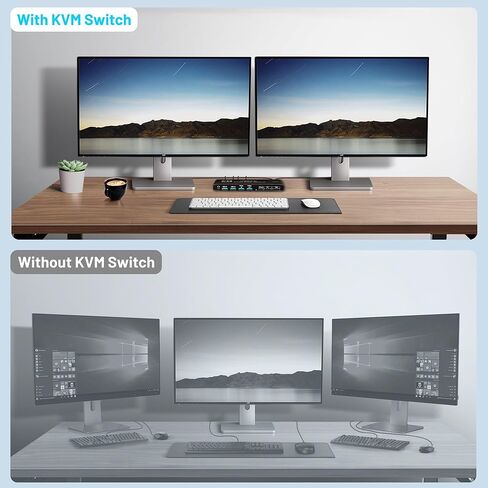 محول KVM 4K@60 هرتز لشاشتين وجهاز كمبيوتر، شاشة مزدوجة HDMI Matrix 4 في 2 خارج عرض ممتد، مفتاح KVM مع 4 منافذ USB 3.0، 4 منافذ HDMI ومنفذين HDMI خارج، يدعم مفتاح التشغيل السريع وجهاز التحكم عن بعد in Kuwait