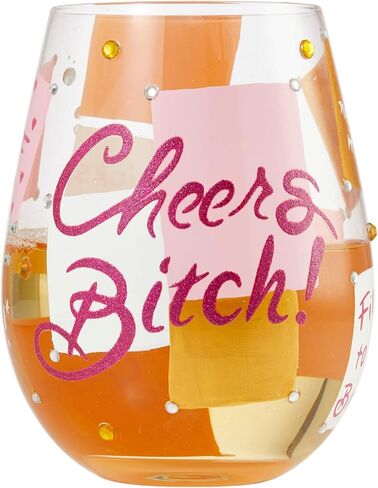 Enesco Designs by Lolita Cheers B Artisan Stemless Wine Glass, 20 Ounce, Multicolor in Saudi Arabia