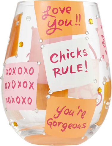Enesco Designs by Lolita Cheers B Artisan Stemless Wine Glass, 20 Ounce, Multicolor in Saudi Arabia