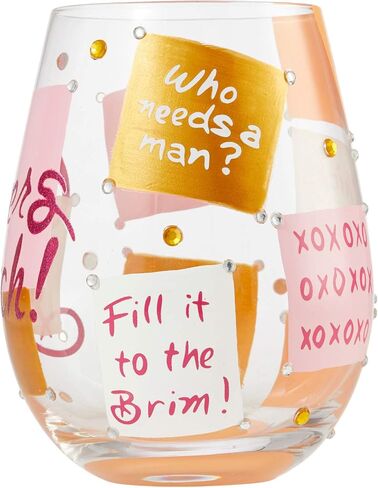 Enesco Designs by Lolita Cheers B Artisan Stemless Wine Glass, 20 Ounce, Multicolor in Saudi Arabia