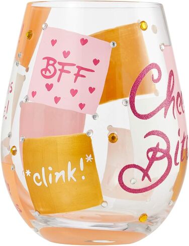 Enesco Designs by Lolita Cheers B Artisan Stemless Wine Glass, 20 Ounce, Multicolor in Saudi Arabia