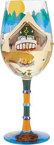 Enesco Designs by Lolita Glamping Hand-Painted Artisan Wine Glass, 15 Ounce, Multicolor in Saudi Arabia
