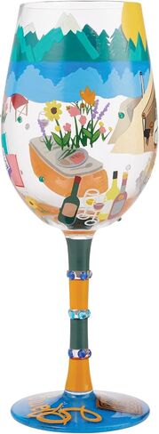 Enesco Designs by Lolita Glamping Hand-Painted Artisan Wine Glass, 15 Ounce, Multicolor in Saudi Arabia