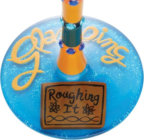 Enesco Designs by Lolita Glamping Hand-Painted Artisan Wine Glass, 15 Ounce, Multicolor in Saudi Arabia
