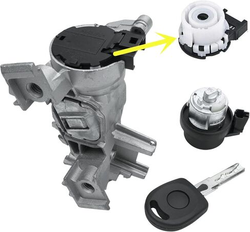 1K0905851B أسطوانة قفل مفتاح الإشعال مناسبة لـ 2003-2013 Volkswagen VW Golf Jetta MK5 Audi A3 TT R8 يستبدل 1K0905865 5Q0905865A قفل توجيه مفتاح الإشعال مع مفتاح in Kuwait