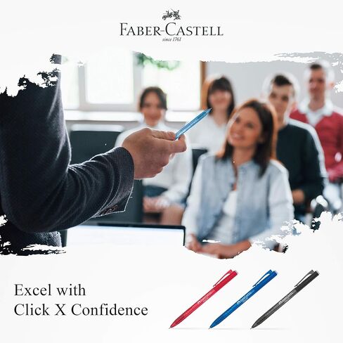 مجموعة أقلام Faber-Castell Click X Ball مكونة من 4 أقلام (0.5/0.7 مم - أسود/أزرق/أحمر) - فائقة النعومة، قبضة مريحة، مقاومة للماء، تم تطويرها باستخدام قلم حبر ألماني، قلم خالٍ من التلطيخ (0.5 مم (أزرق)) in Saudi Arabia