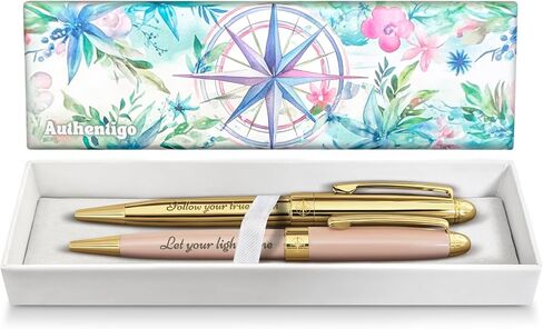 Follow Your True North Ballpoint Pen for Women, Fancy Pen for Journaling and Writing, Inspirational Pen with Motivational Saying, Gift Box, Extra Refill, Pink Pen with Gold Trim, Black Ink in Saudi Arabia