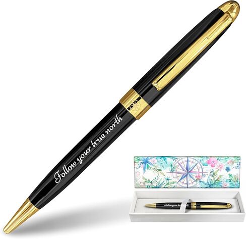 Follow Your True North Ballpoint Pen for Women, Fancy Pen for Journaling and Writing, Inspirational Pen with Motivational Saying, Gift Box, Extra Refill, Pink Pen with Gold Trim, Black Ink in Saudi Arabia