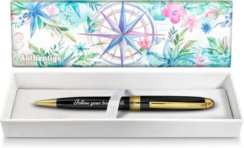 Follow Your True North Ballpoint Pen for Women, Fancy Pen for Journaling and Writing, Inspirational Pen with Motivational Saying, Gift Box, Extra Refill, Pink Pen with Gold Trim, Black Ink in Saudi Arabia