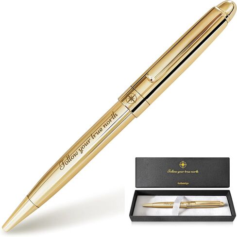 Follow Your True North Ballpoint Pen for Women, Fancy Pen for Journaling and Writing, Inspirational Pen with Motivational Saying, Gift Box, Extra Refill, Pink Pen with Gold Trim, Black Ink in Saudi Arabia