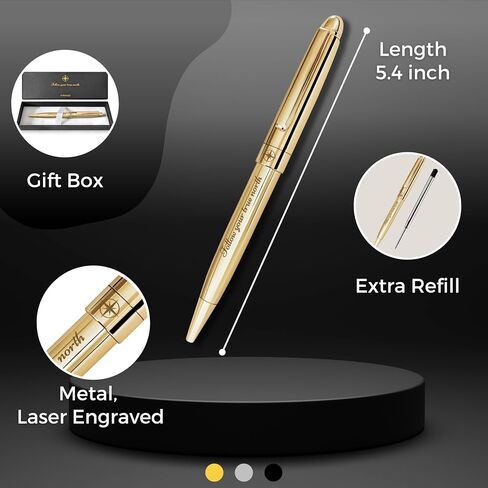 Follow Your True North Ballpoint Pen for Women, Fancy Pen for Journaling and Writing, Inspirational Pen with Motivational Saying, Gift Box, Extra Refill, Pink Pen with Gold Trim, Black Ink in Saudi Arabia