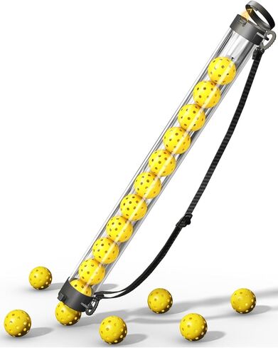 PalProt® Pickleball Picker Upper Tube Retriever: Portable Collector with Adjustable Strap & Hanging Hooks - Any Angle Pick Up MAX-12 Pickle Balls Hopper with Top-Access-System in Kuwait