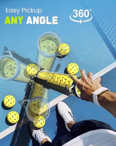 PalProt® Pickleball Picker Upper Tube Retriever: Portable Collector with Adjustable Strap & Hanging Hooks - Any Angle Pick Up MAX-12 Pickle Balls Hopper with Top-Access-System in Kuwait