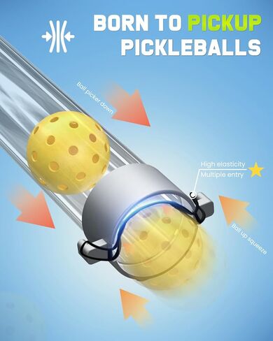 PalProt® Pickleball Picker Upper Tube Retriever: Portable Collector with Adjustable Strap & Hanging Hooks - Any Angle Pick Up MAX-12 Pickle Balls Hopper with Top-Access-System in Kuwait