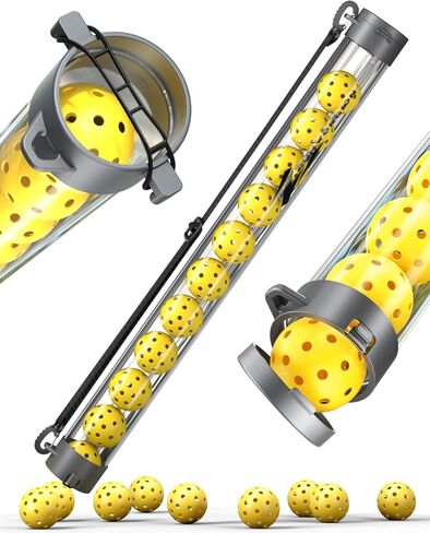 PalProt® Pickleball Picker Upper Tube Retriever: Portable Collector with Adjustable Strap & Hanging Hooks - Any Angle Pick Up MAX-12 Pickle Balls Hopper with Top-Access-System in Kuwait