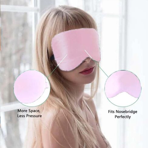 قناع النوم الحريري قناع العين من نسيج الحرير للعيون المنتفخة والهالات السوداء والصداع النصفي وتخفيف الألم وحزام قابل للتعديل من القماش الناعم وغطاء من القماش الناعم القابل لإعادة الاستخدام in Kuwait