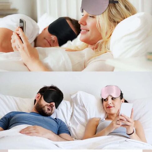 قناع النوم الحريري قناع العين من نسيج الحرير للعيون المنتفخة والهالات السوداء والصداع النصفي وتخفيف الألم وحزام قابل للتعديل من القماش الناعم وغطاء من القماش الناعم القابل لإعادة الاستخدام in Kuwait