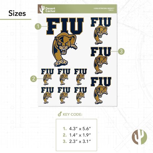 Desert Cactus Florida International University Panthers FIU Stickers Vinyl Decals Laptop Water Bottle Car Scrapbook T3 (Type 3-1) in Saudi Arabia