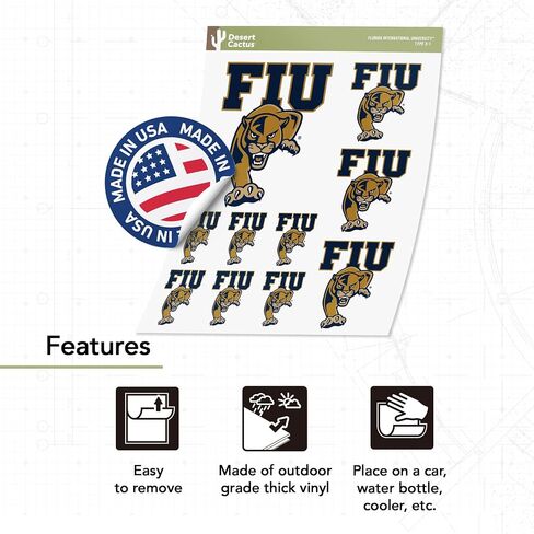 Desert Cactus Florida International University Panthers FIU Stickers Vinyl Decals Laptop Water Bottle Car Scrapbook T3 (Type 3-1) in Saudi Arabia