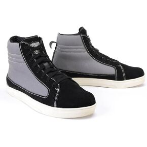 Milwaukee Leather MBM9112 Men's Black Suede with Grey Canvas Reinforced Casual Street Riding Shoes w/Ankle Support - 9 in Saudi Arabia