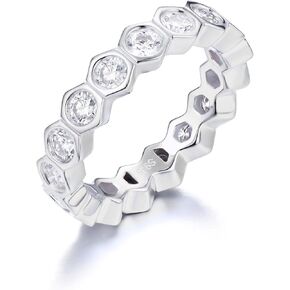 18K White/Yellow Gold Plated Silver Eternity Ring With 1.70 Carat Total Weight Moissanite (D Color, Round Brilliant, VVS Clarity) Ring For Women, Gift For Her Jewelry For Women Comes With Gift Box in Kuwait