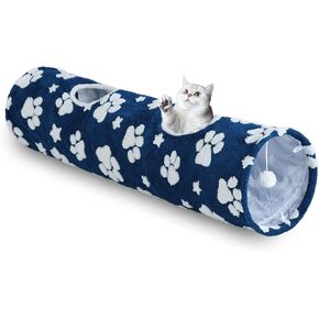 Cat Tunnel for Indoor Cats, Cute Peekaboo Cat Cave Play Tunnel with Dangling Balls, Pet Donut Tunnel Bed with Circle Mat for Cat Puppy Kitten Rabbit, Grey in Saudi Arabia
