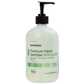 McKesson Hand Sanitizer with Aloe, 18 oz Pump Bottle [Pack of 3] - 70% Ethyl Alcohol, Spring Water Scent, No-Rinse Sanitizing Gel with Vitamin E and Moisturizers, Medical-Grade in Kuwait