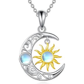 Moon and Star/Cat Moon/Crescent Moon Necklace for Women 925 Sterling Silver Crescent Moon Jewelry Gifts in Kuwait