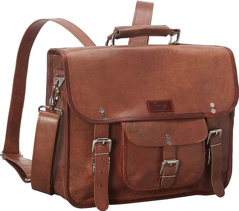Sharo Leather Bags Wide Three-in-One Backpack/Brief/Messenger (Brown) in Saudi Arabia