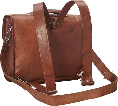 Sharo Leather Bags Wide Three-in-One Backpack/Brief/Messenger (Brown) in Saudi Arabia