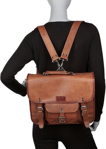 Sharo Leather Bags Wide Three-in-One Backpack/Brief/Messenger (Brown) in Saudi Arabia