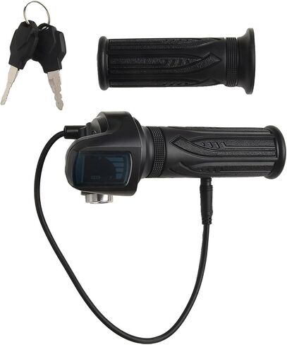E-Bike Throttle Grip, Electric Scooter Throttle Grips keys buttom start with LCD Display and Key Lock, Easy Install Handlebar Power Indicator for Electric Bikes Scooters Motorcycles(with keys) in Saudi Arabia