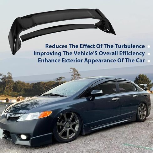 HECASA Rear Trunk Spoiler Wing Pre-Painted Compatible with 2006-2011 Honda Civic 4 Door Sedan Glossy Black in Saudi Arabia