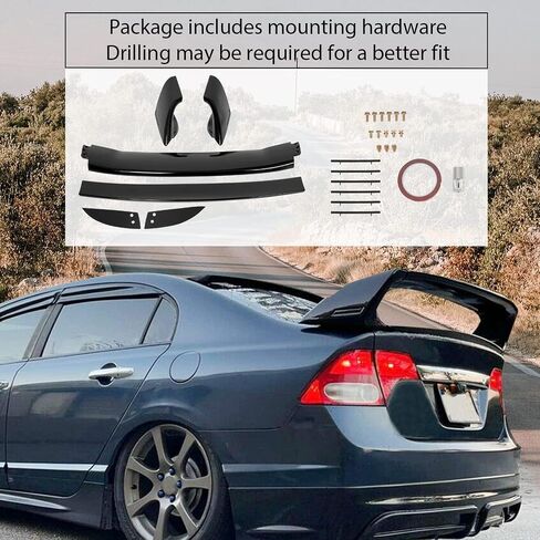 HECASA Rear Trunk Spoiler Wing Pre-Painted Compatible with 2006-2011 Honda Civic 4 Door Sedan Glossy Black in Saudi Arabia