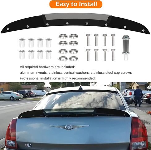 Bonbo Rear WickerBill Spoiler for Chrysler 300 SRT 2005-2010, Add-on Type 2-Piece Rear Wicker Bill Spoiler Includes RivNut Tool in Saudi Arabia