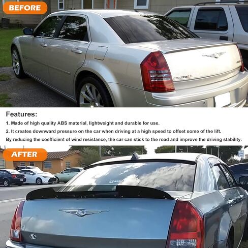 Bonbo Rear WickerBill Spoiler for Chrysler 300 SRT 2005-2010, Add-on Type 2-Piece Rear Wicker Bill Spoiler Includes RivNut Tool in Saudi Arabia