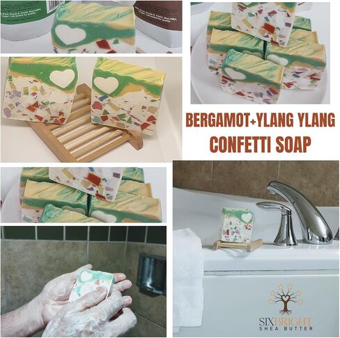 Sixbright, HANDMADE in USA ORGANIC INGREDIENTS COLD PROCESS BAR SOAP-CRUELTY FREE-FOR MEN WOMEN-ALL SKIN TYPES- 4 oz. (PACK of 1) CONFETTI (BLUE CONFETTI-FIESTA SOAP, PEPPERMINT + TEA TREE) in Saudi Arabia