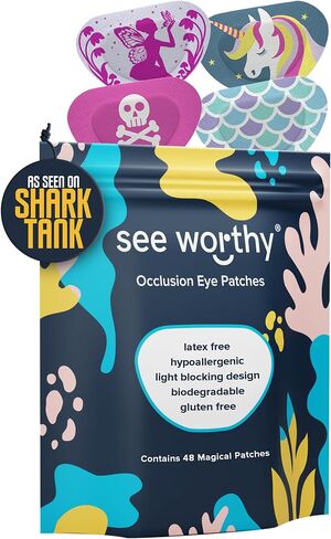 Adhesive Eyepatch for Kids & Adults - As Seen on Shark Tank - Kids Breathable, Comfortable Magicals Eyepatch for Lazy Eye - Amblyopia & Sensitive Skin Medical Eye Patches - 48 Patches by See Worthy in Kuwait