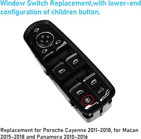 TTCR-II Interior Window Lift Switch Button Cap for Cayenne 2011-2018 for Macan 2015-2024 for Panamera 2010-2016, 1 Pc Power Push Button Replacement for Driver Side Window Glass Switch Control in Kuwait