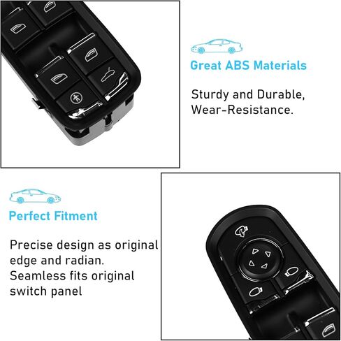 TTCR-II Interior Window Lift Switch Button Cap for Cayenne 2011-2018 for Macan 2015-2024 for Panamera 2010-2016, 1 Pc Power Push Button Replacement for Driver Side Window Glass Switch Control in Kuwait