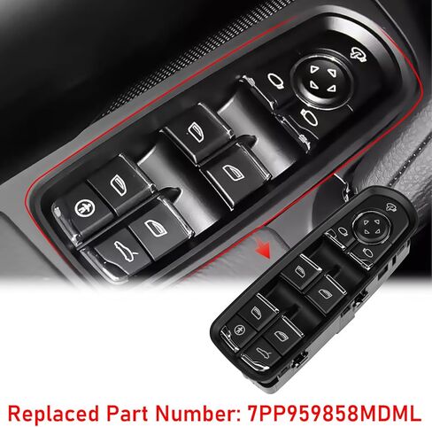 TTCR-II Interior Window Lift Switch Button Cap for Cayenne 2011-2018 for Macan 2015-2024 for Panamera 2010-2016, 1 Pc Power Push Button Replacement for Driver Side Window Glass Switch Control in Kuwait