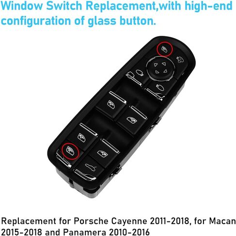 TTCR-II Interior Window Lift Switch Button Cap for Cayenne 2011-2018 for Macan 2015-2024 for Panamera 2010-2016, 1 Pc Power Push Button Replacement for Driver Side Window Glass Switch Control in Kuwait
