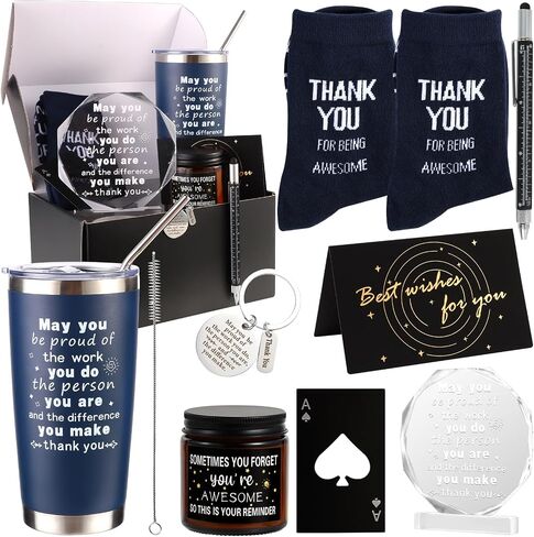 Kolewo4ever 9 Pieces Employee Appreciation Gift for Men Thank You Gift May you Be Proud Gifts for Team Coworkers Farewell Male Friend (Navy Blue) in Saudi Arabia