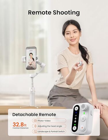 Hohem iSteady V3 Gimbal Stabilizer للهواتف الذكية، تثبيت ثلاثي المحاور مع متتبع الذكاء الاصطناعي، جهاز تحكم عن بعد قابل للفصل، قضيب تمديد مدمج وحامل ثلاثي القوائم، محمول وقابل للطي، تسجيل فيديو، أسود in Kuwait