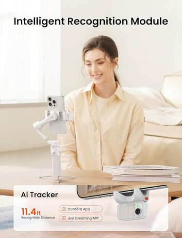 Hohem iSteady V3 Gimbal Stabilizer للهواتف الذكية، تثبيت ثلاثي المحاور مع متتبع الذكاء الاصطناعي، جهاز تحكم عن بعد قابل للفصل، قضيب تمديد مدمج وحامل ثلاثي القوائم، محمول وقابل للطي، تسجيل فيديو، أسود in Kuwait